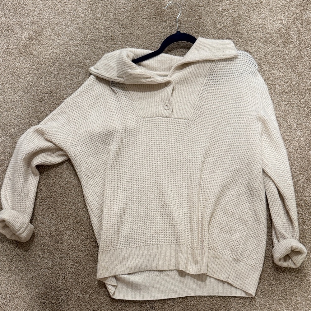 Aerie Cream Cowl Neck Sweater